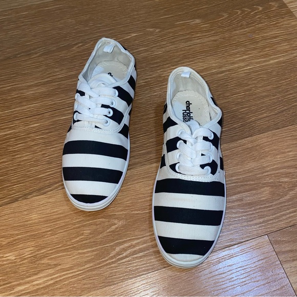 Charlotte Russe Shoes - Charlotte Russe Black and White Stripe Lace-Up Sneakers